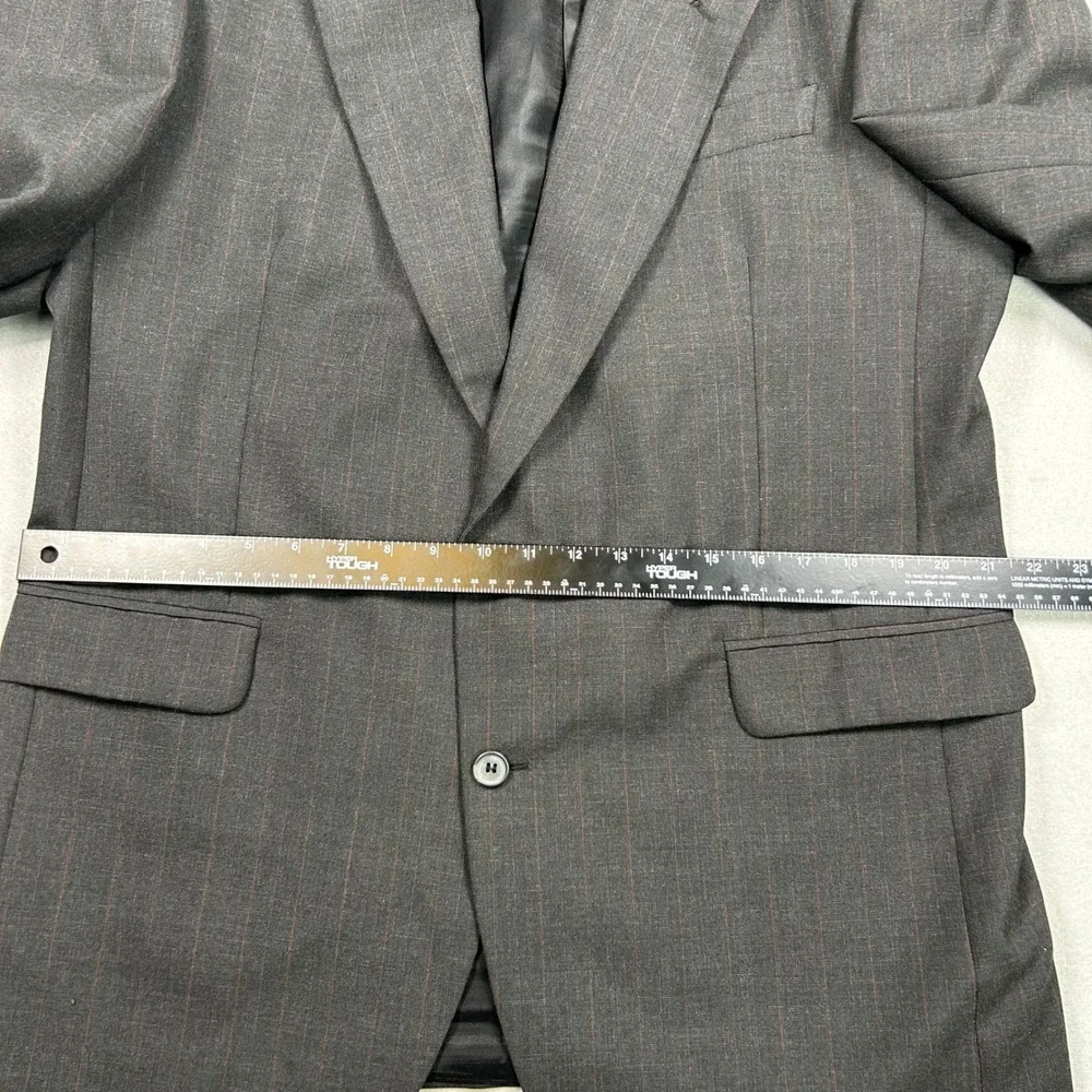 Kilburne‎ & Finch Mens 42L Blazer Charcoal Gray Pinstripe Wool Blend Suit Jacket